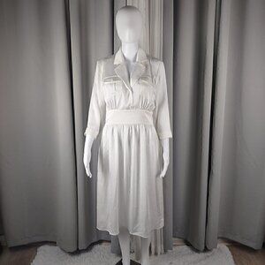 Marycrafts White Long Sleeve 2 Button Dress Size 8 (NWT)